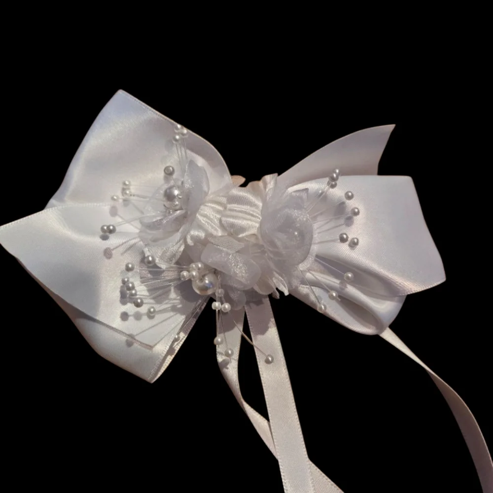 First Communion/Wedding Girl's White Satin Hair Clip